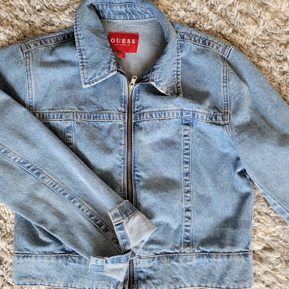 Guess jean zip up jacket